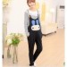 Plaka Pregnant Cartoon Suspender Trousers Maternity Overalls Women Pregnant Pants, Black,One Size Only  