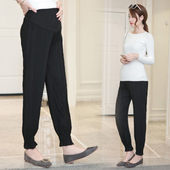 Pleated Chiffon Belly Harem Pants for Pregnant Women Clothes - intl  