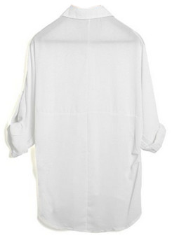 Plus Size Girls Sheer Chiffon Collar Batwing Sleeve Baggy Shirt Blouse Cardigan White  
