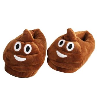 Plush Slipper Expression Men And Women Slippers Winter House Shoes Brown - intl  