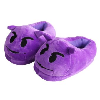 Plush Slipper Expression Men And Women Slippers Winter House Shoes Purple - intl  