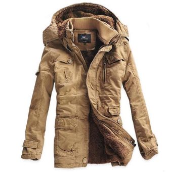 PODOM Men's Fashion Fleece Faux Fur Winter Coat Hoodie Parka Thicken Coats  