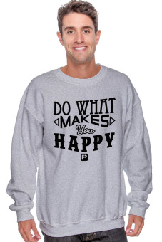 Positive Outfit Sweater Do What Makes You Happy - Abu-abu  