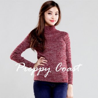 Preppy Coast Turtleneck Sweater (Maroon)  