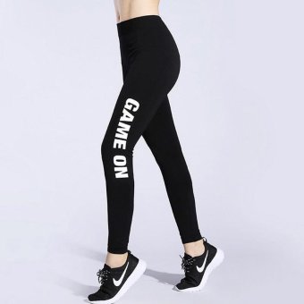 Professional Breathable Ladies Sports Running Jogger Pants Women Yogart Leggings- #game on (white) - intl  