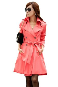 Promithi Fitted Long Trench Coat Watermelon  