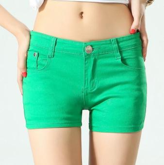 Pudding The new candy denim color shorts Green - intl  