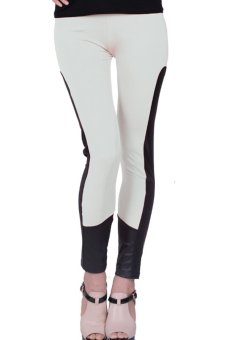 Punk Solid Color Bandage Joint Elastic Legging (White)  