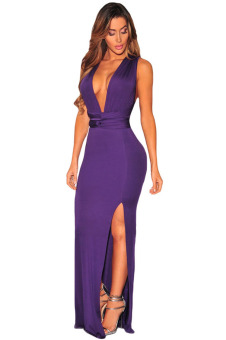 Purple Slit Multi Wear Fitted Maxi Dress - intl  