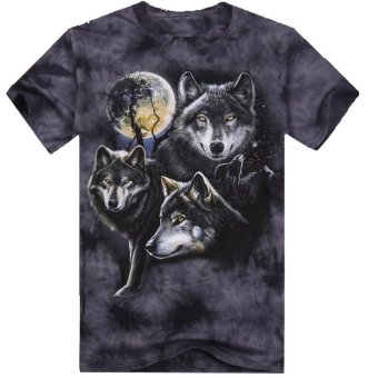 Queen Animal series: 3D Men handmade tie-dyed cotton printing European style short-sleeved T-shirt(zharanshuxialang)  