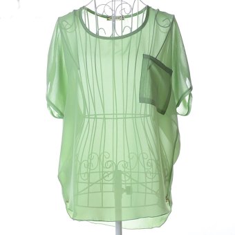 Queen Chiffon Short Sleeve Sunscreen T-shirt (Light green)  