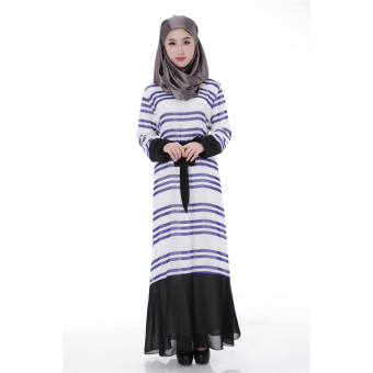 Queen Muslim woman chiffon dress Saudi Arabia(Blue)  