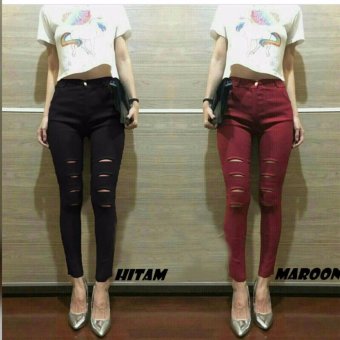 Queenshop - BSBC Four Ripped Jegging - Hitam  