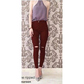 Queenshop - BSBC Jegging One Ripped - Maroon  