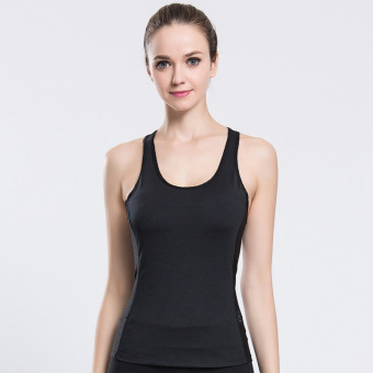 Quick Dry Sleeveless Shirts Women Fitness Training Athletic Vest Running Workout Sports White Yoga Suit Shirt Tank Tops(Black) - intl  