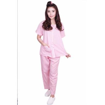 Quincy - Baju Tidur Piyama Stripe Pajamas - Pink  