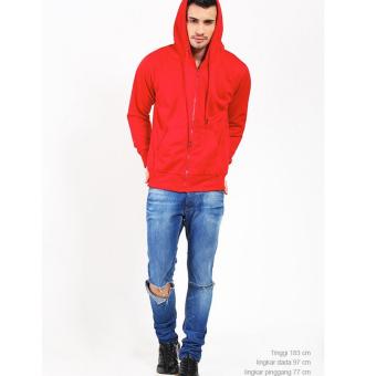 Quincy Jacket Zipper Hoodie Man - Merah  
