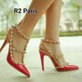 R2 Paris Sepatu High Heels Valency Studs - Merah  