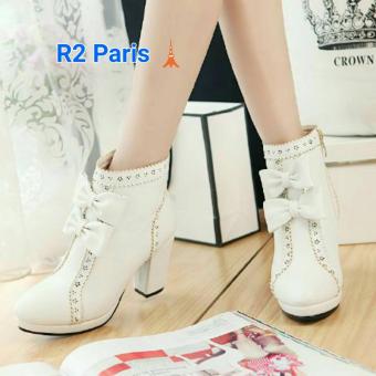 R2Paris High Heels Boots Ribbon Martha Putih  