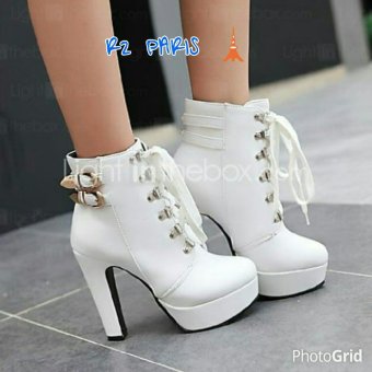R2Paris High Heels Boots Shinlin White  