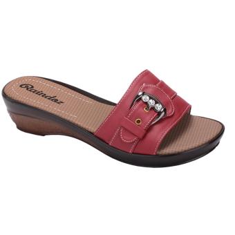 Raindoz Rld 012 Sandal Wedges Casual Wanita - Sintetis - Tpr - Cantik Dan Modis(Marun )3 Cm  