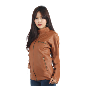 Raindoz Women Leather Jacket Light - Cokelat  