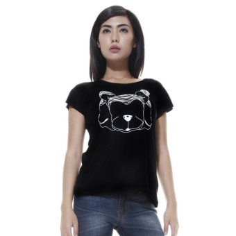 Raofe French Bulldog Ladies T-shirt Stylish Kaos Distro Wanita - Hitam  