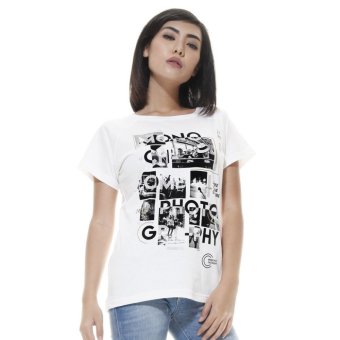 Raofe Monochrome Photography Ladies T-shirt Standard Kaos Distro Wanita - Putih  