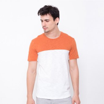 Rave Habbit Men T-Shirt Blocked Color Orange  