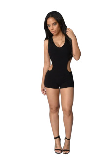 Relaxlama Women's Short Pants Sleeveless Hooded Jumpsuit Rompers Party Wear Black N239 - intl  