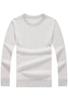 Retro Crew Neck Honeycomb Pattern Sweater (Beige)  
