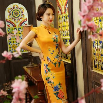 Retro Elegant Fashion Cheongsam (Yellow) - intl  