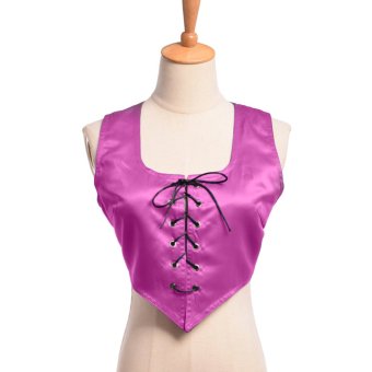 Retro Lace Up Corset Vest Waistcoat Medieval Bodice Sleeveless Coat (Purple) - intl  
