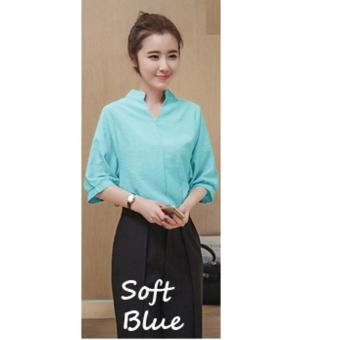 REYN SHOP Blouse Hem Hilton Soft Blue | Baju Wanita | Atasan wanita | Blouse Wanita  