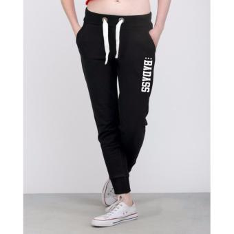 REYN SHOP Jogger Bad Ass Hitam | Celana Wanita | Celana Jogger | Celana Panjang  