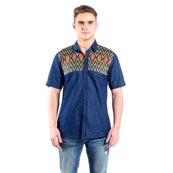 Rianty Batik Hem Pria Jeans Kom Batik2 - Biru  