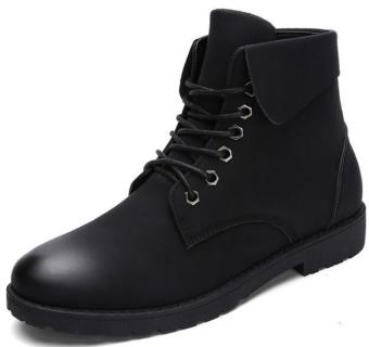 Rising Bazaar Men's Fashion Warming Leather Working Snow Boots (T222-Black)  