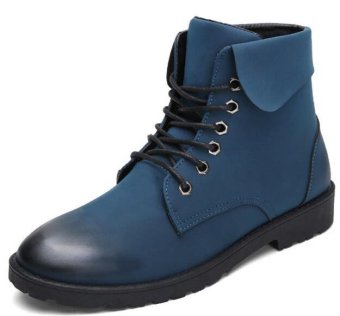 Rising Bazaar Men's Fashion Warming Leather Working Snow Boots (T222-Blue)  