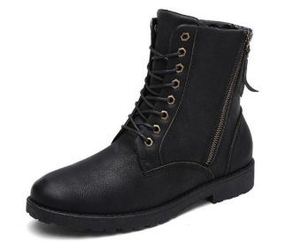 Rising Bazaar Men's Fashion Warming Leather Working Snow Boots (T333-Black)  