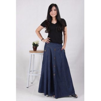 Rok Jeans Panjang Blue Black (5005)  