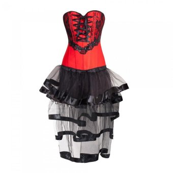 Romantic Scarlet and Black Corset a Layered Tulle Skirt - intl  