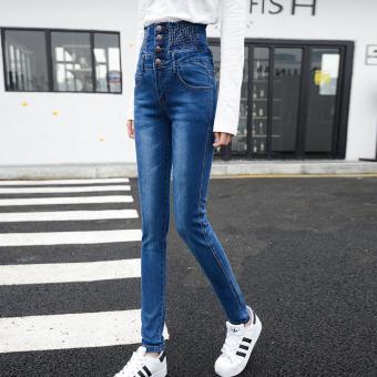 Roselady Summer High Waist Pencil Pants Slim Stretch Elastic Waist Jeans Factory Direct - intl  