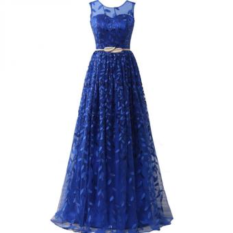 Royal blue prom dress fast shipping a line lace floor length ball evening dresses - intl  