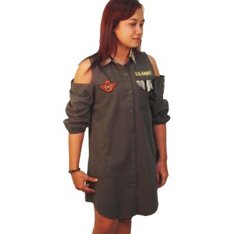 Safahaura Dress of Shoulder 0015 - Army Green  
