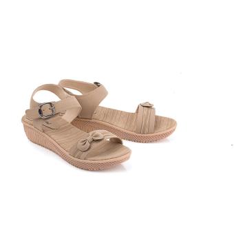 Sandal Casual Wedges Wanita Blackkelly LTE 657 Krem Pu Pvc  