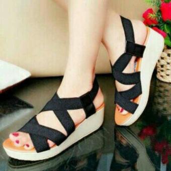 Sandal Karet Wanita Flat Shoes / Sepatu Sendal Cewek / FS72 - Hitam  