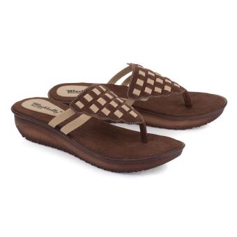 Sandal Wedges Wanita | Sendal Cewek Warna Coklat Tua - LDO 265  