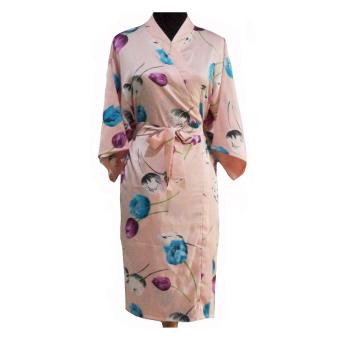 Sanny Apparel KC 021 Kimono Satin Silky Floral - Peach  