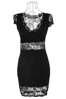 Sanwood Lace Club Cocktail Party Mini Dress (Black) - Intl  