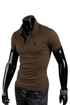 Sanwood Men's Summer Polo Slim Fit Short Sleeve T-Shirt Coffee XL  